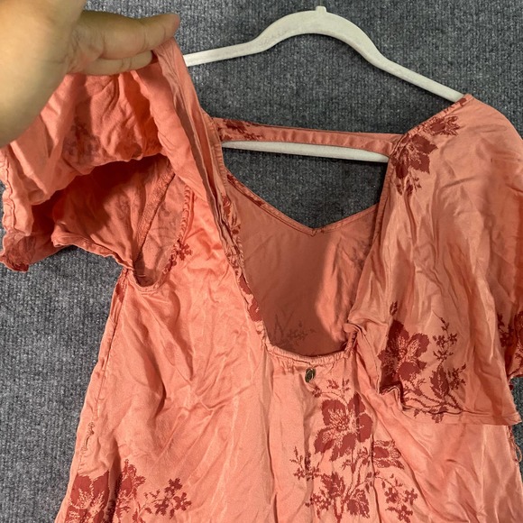 Billabong Mini Dress Small Pink Fine Flutter Floral Short Sleeve A-Line - Picture 5 of 14